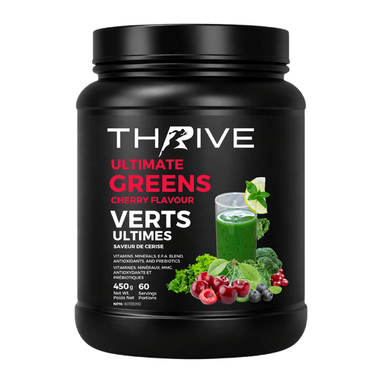 Thrive Ultimate Greens - cherry – Canadian-made greens powder with superfoods, prebiotics, and antioxidants, 450 g tub