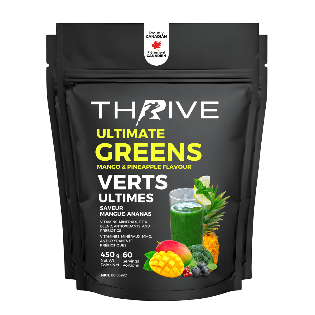 Thrive Ultimate Greens - mango pineapple – Canadian-made greens powder with superfoods, prebiotics, and antioxidants, 450 g (3 units)