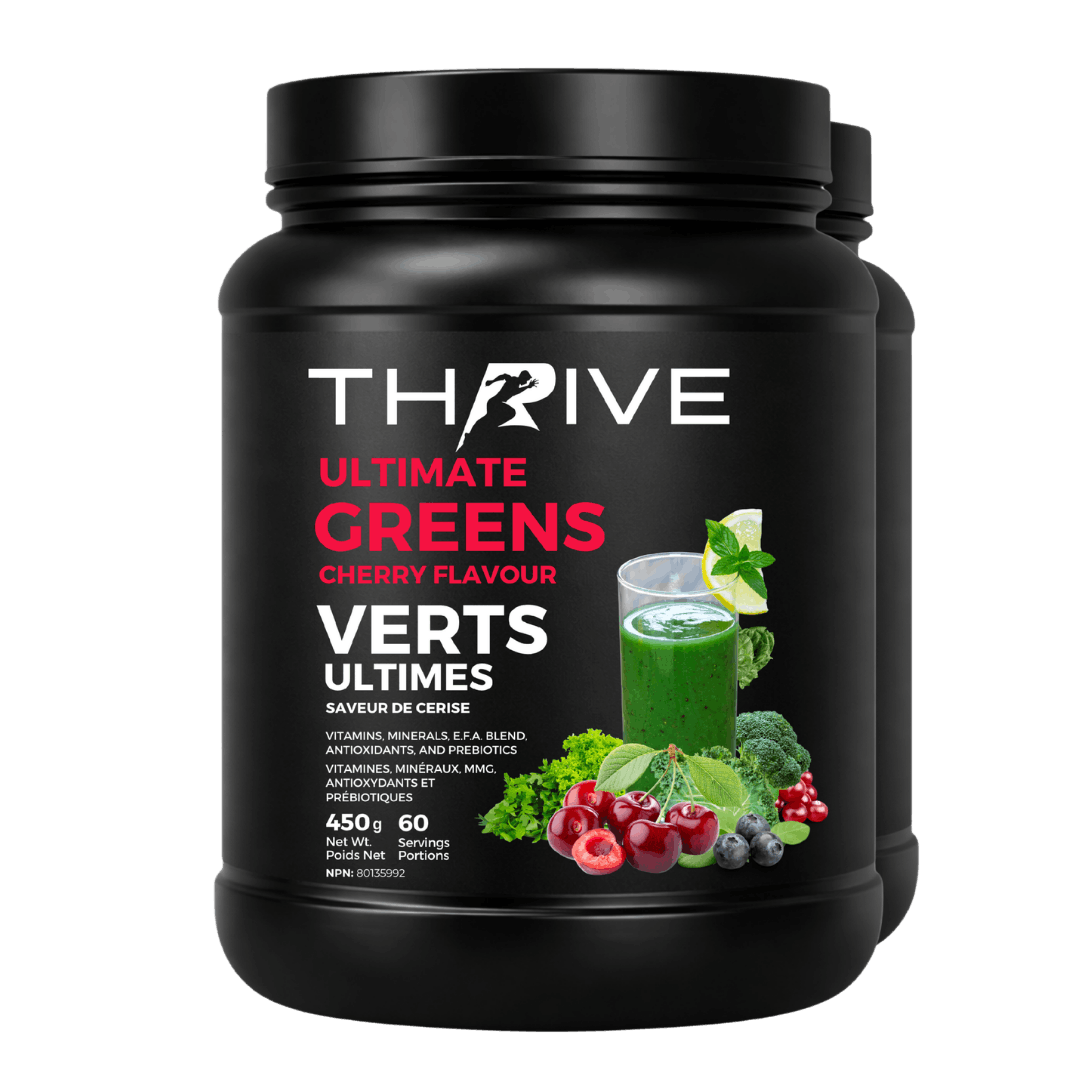 Thrive Ultimate Greens - cherry – Canadian-made greens powder with superfoods, prebiotics, and antioxidants, 2 x 450 g tub