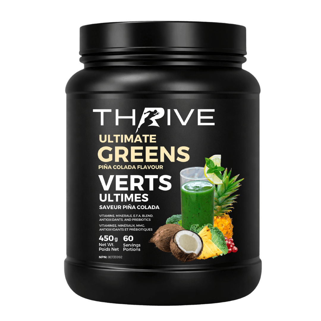 Thrive Ultimate Greens - pina colada– Canadian-made greens powder with superfoods, prebiotics, and antioxidants, 450 g tub