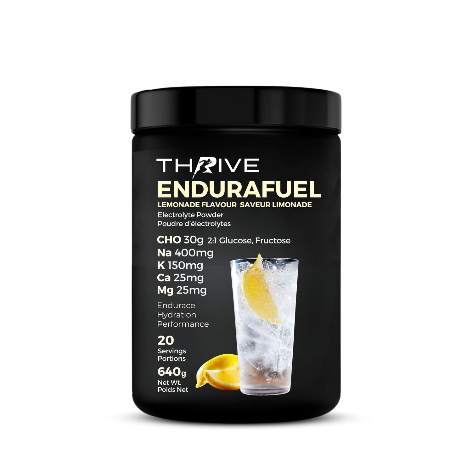 Thrive EnduraFuel lemonade flavor powder container on a white background