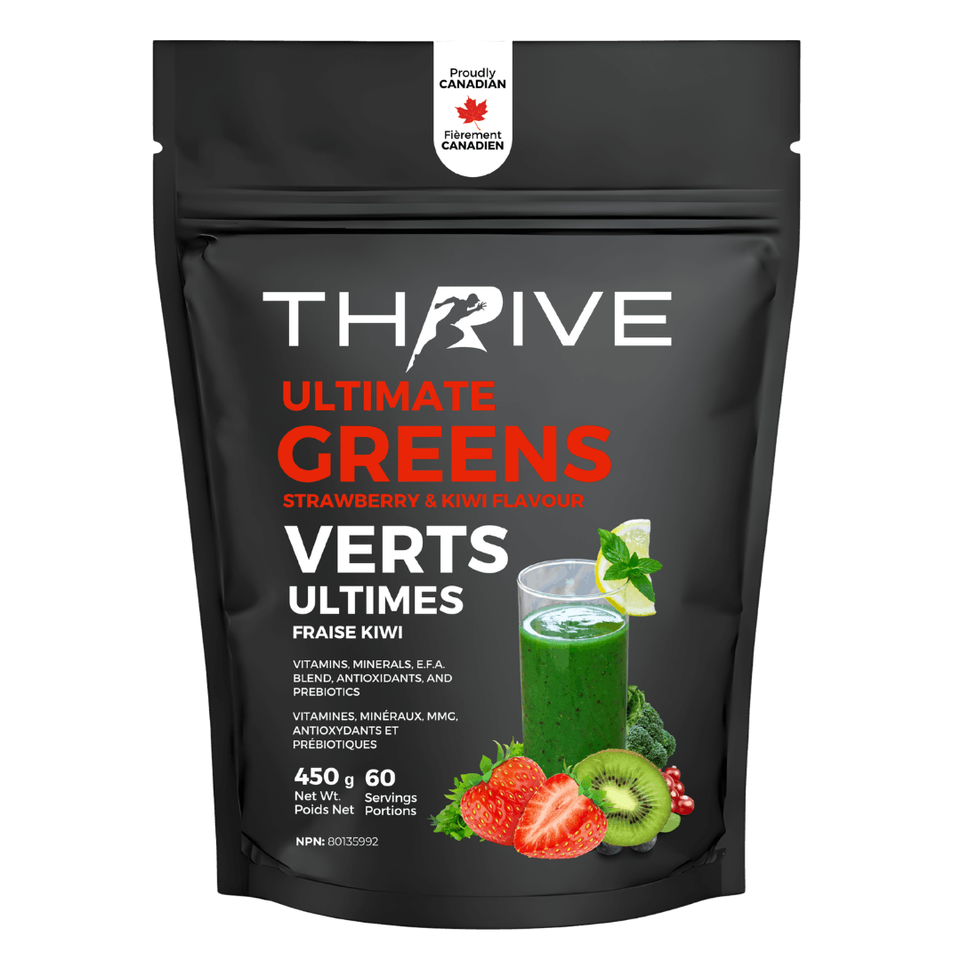 Thrive Ultimate Greens - strawberry kiwi – Canadian-made greens powder with superfoods, prebiotics, and antioxidants, 450 g bag