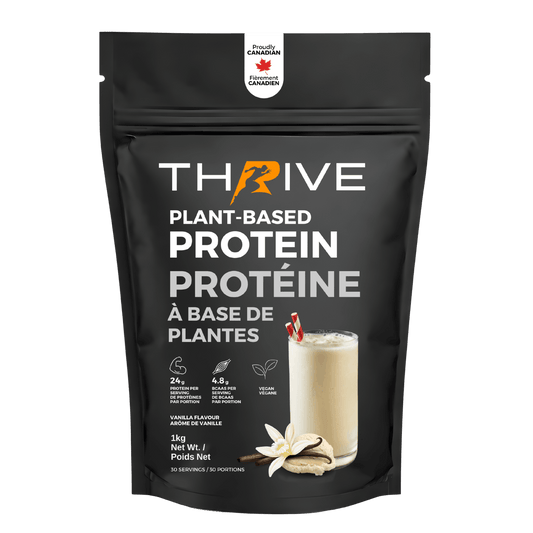 Black bag of Thrive plant-based protein powder vanilla 1 unit 