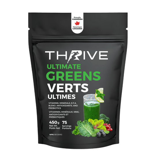 Thrive Ultimate Greens - unflavoured – Canadian-made greens powder with superfoods, prebiotics, and antioxidants, 450 g with 75 servings