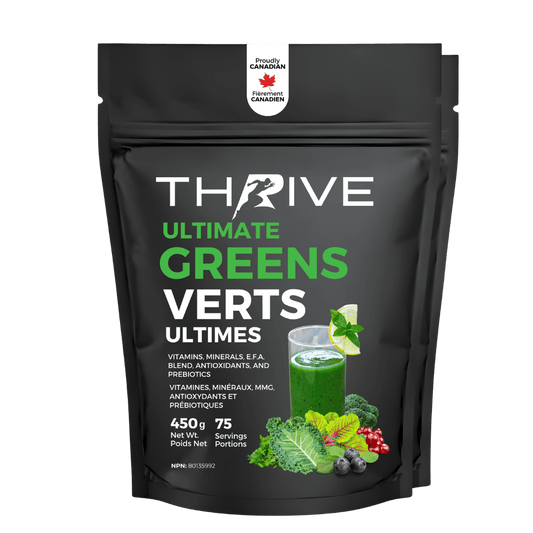 Thrive Ultimate Greens - unflavoured – Canadian-made greens powder with superfoods, prebiotics, and antioxidants, 450 g with 75 servings (2 units)