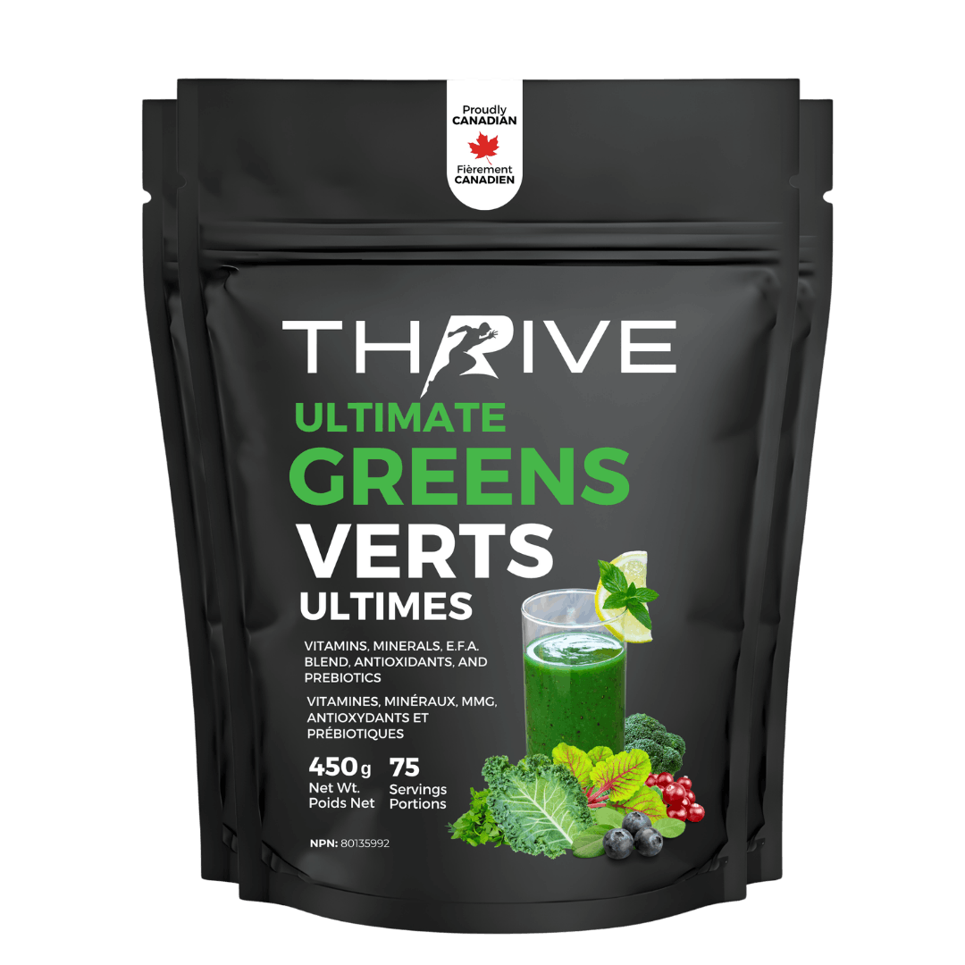 Thrive Ultimate Greens - unflavoured – Canadian-made greens powder with superfoods, prebiotics, and antioxidants, 450 g with 75 servings (3 units)