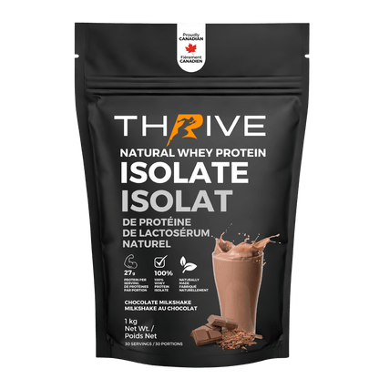 Thrive natural whey protein isolate package with chocolate milkshake (1 unit)