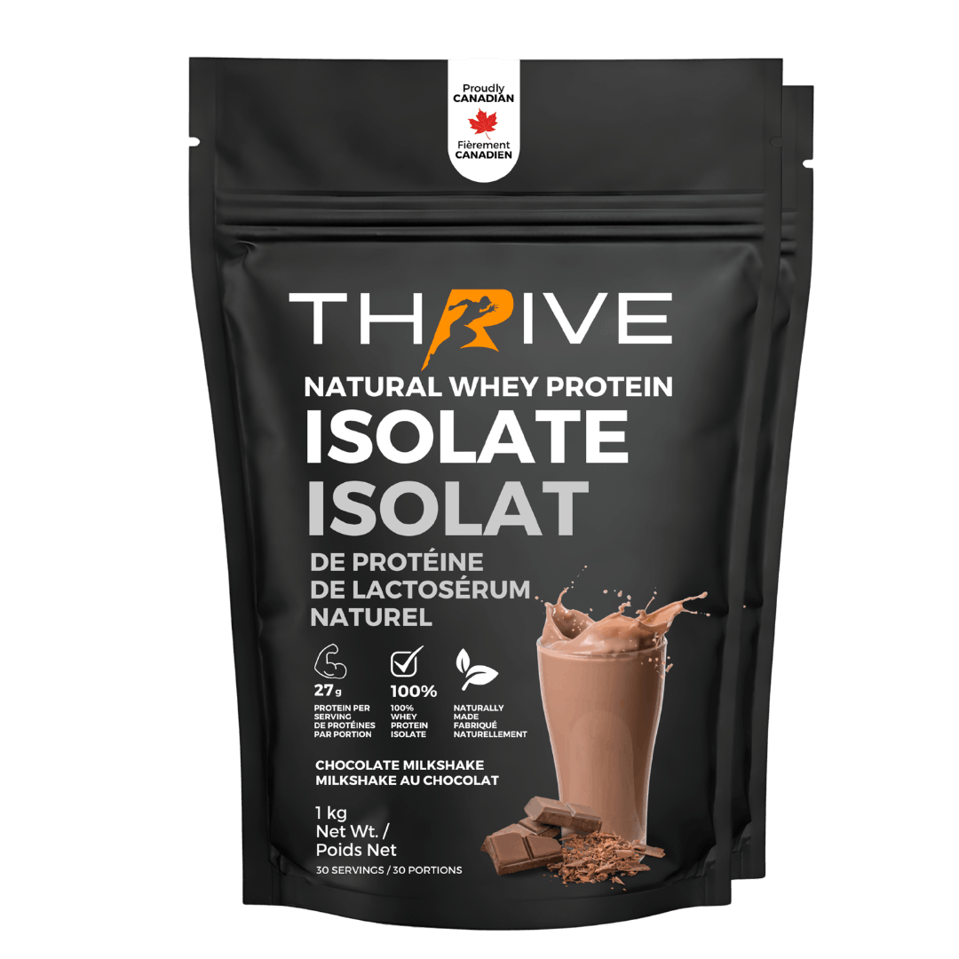 Thrive natural whey protein isolate package with chocolate milkshake (2 units)