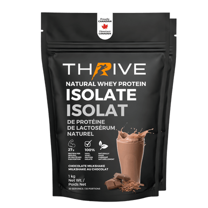 Thrive natural whey protein isolate package with chocolate milkshake (2 units)
