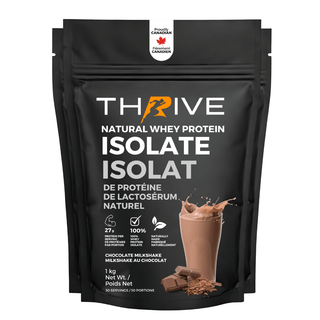 Thrive natural whey protein isolate package with chocolate milkshake (3 units)