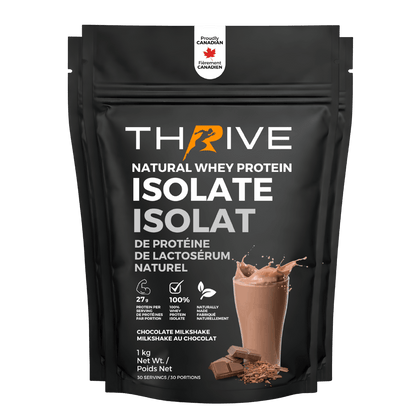 Thrive natural whey protein isolate package with chocolate milkshake (3 units)