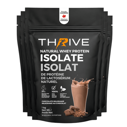 Thrive natural whey protein isolate package with chocolate milkshake (5 units)