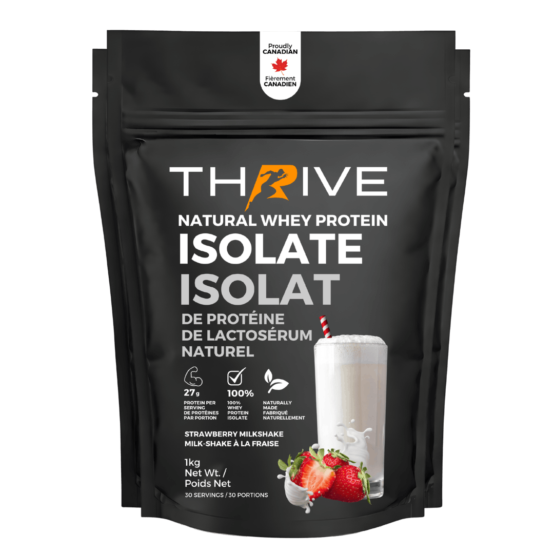 Thrive natural whey protein isolate package with strawberry (3 units)