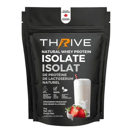 Thrive natural whey protein isolate package with strawberry (3 units)