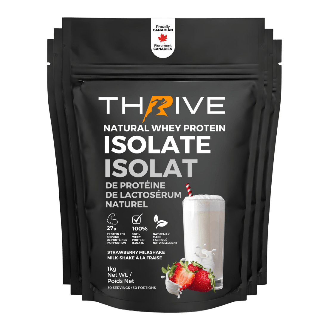 Thrive natural whey protein isolate package with strawberry (5 units)