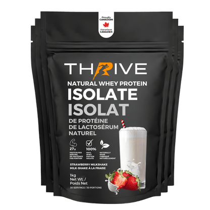 Thrive natural whey protein isolate package with strawberry (5 units)