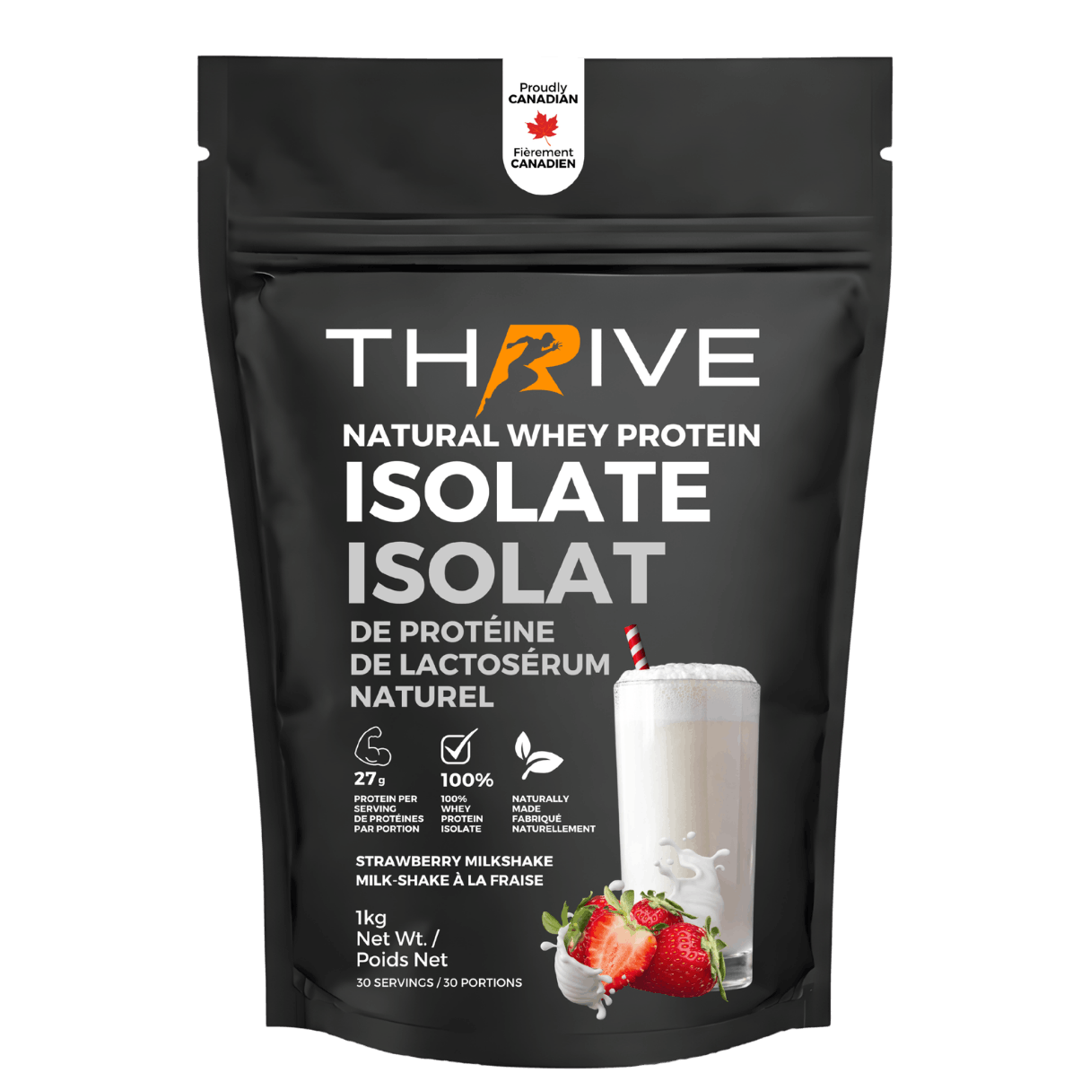 Thrive natural whey protein isolate package with strawberry (1 unit)