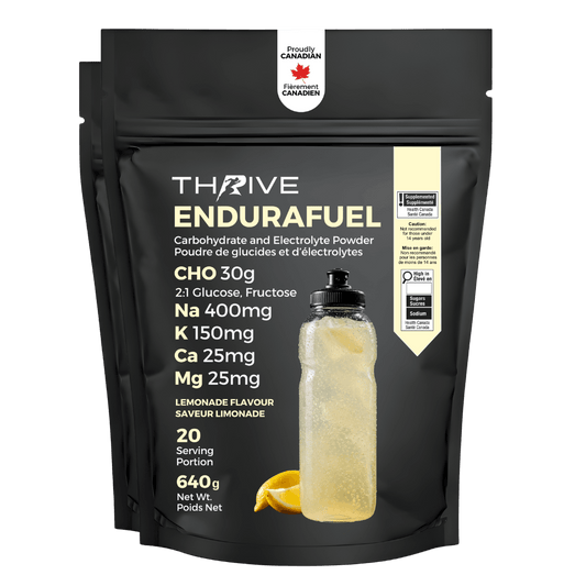 Thrive EnduraFuel Lemonade carbohydrate and electrolyte powder, 640 g endurance fuel with 30 g carbohydrates, sodium, potassium, calcium, and magnesium (2 pack)