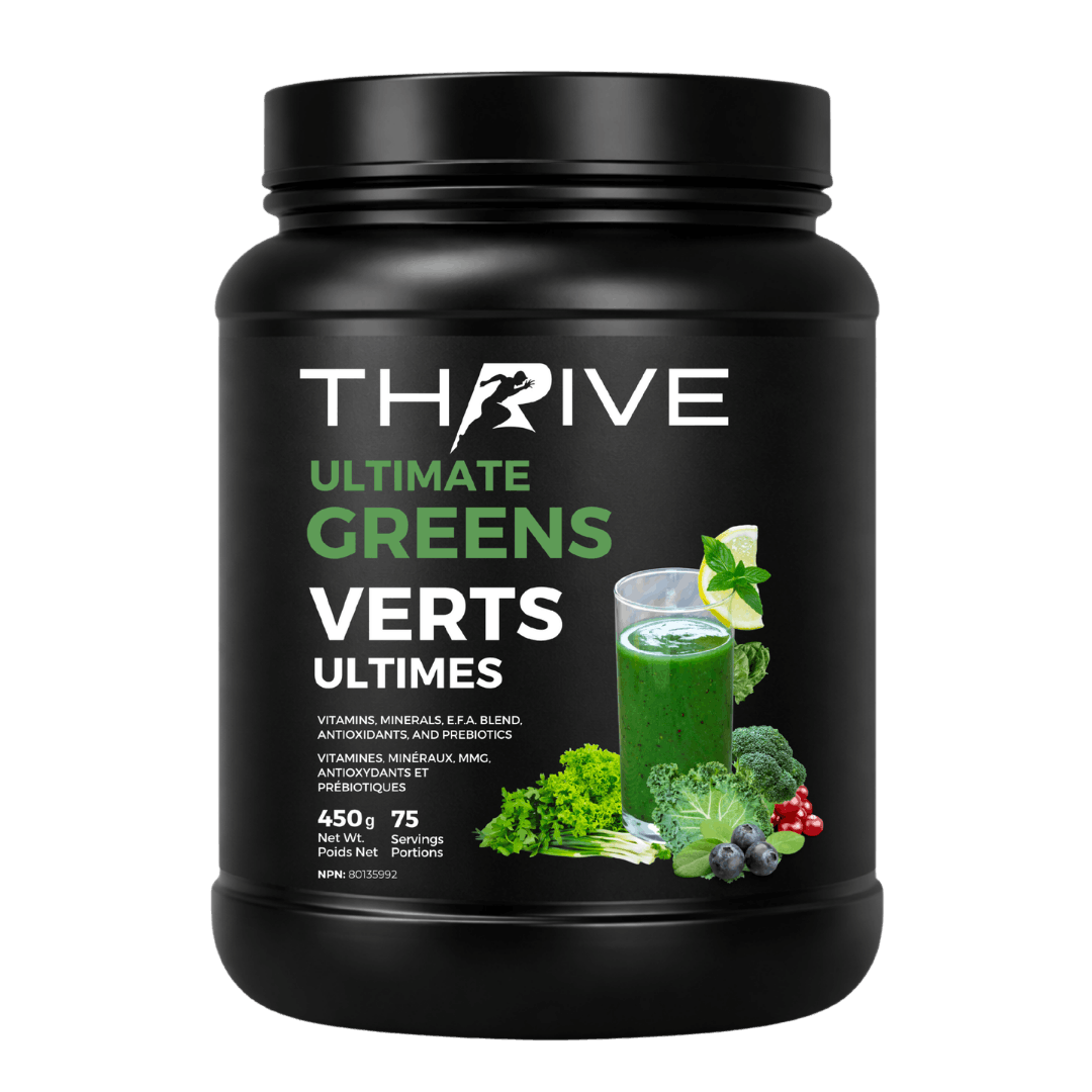 Thrive Ultimate Greens - unflavoured – Canadian-made greens powder with superfoods, prebiotics, and antioxidants, 450 g tub with 75 servings
