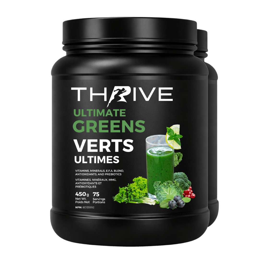 Thrive Ultimate Greens - unflavoured – Canadian-made greens powder with superfoods, prebiotics, and antioxidants, 2 x 450 g tub