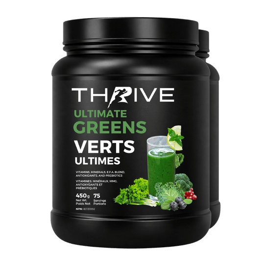 Thrive Ultimate Greens - unflavoured – Canadian-made greens powder with superfoods, prebiotics, and antioxidants, 2 x 450 g tub