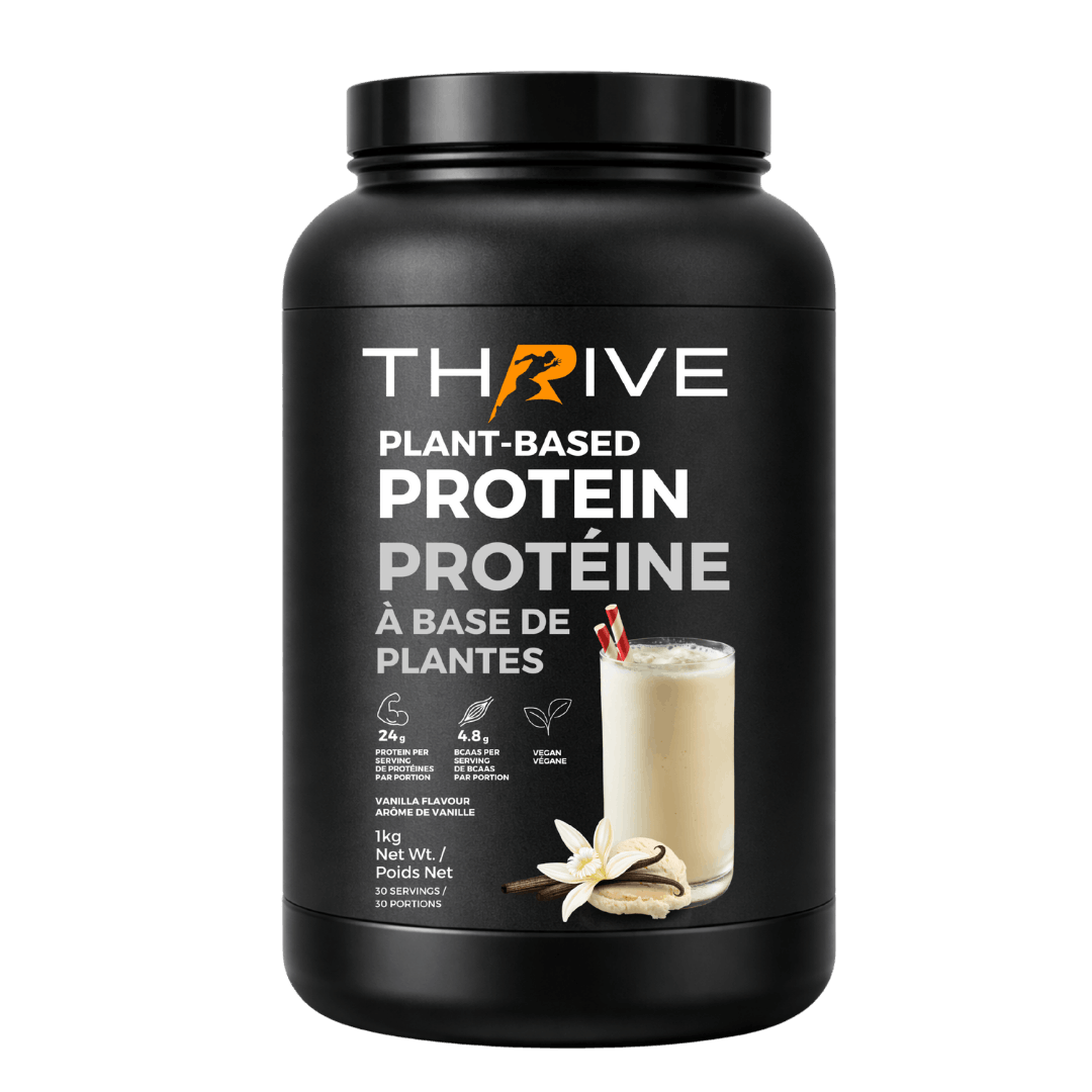 Thrive Plant-Based Protein Vanilla – Canadian-made vegan protein powder, 1 kg tub with 24 g protein per serving