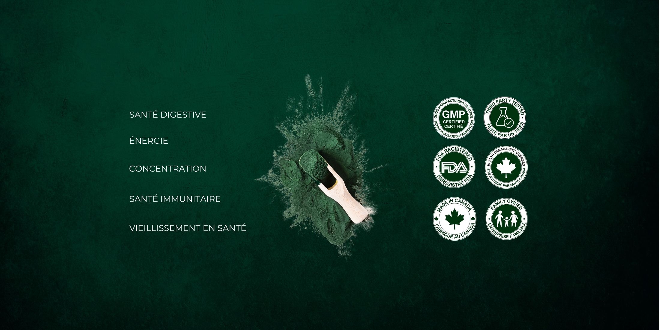 Ultimate Greens : santé digestive, énergie, concentration, immunité, vieillissement, certifié au Canada.