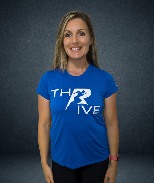 Thrive Protein: Womens New Balance Shirt (Blue)